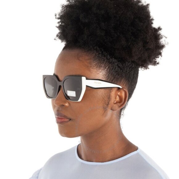 Prada Women Sunglasses Black Dark Grey Square PR15WSF 09Q5S0 BRAND NEW - Picture 11 of 11